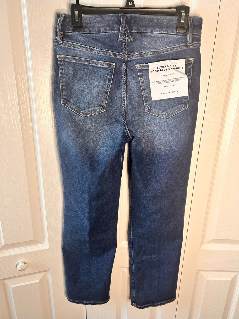 Good American Women’s Size 6-12 Good Leg Straight Mid‎ Rise Blue Jeans NWT - Picture 7 of 8